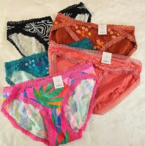 Auden 5pk Lace Trim Cotton Bikini Underwear Womens Medium Stretch - Picture 1 of 7