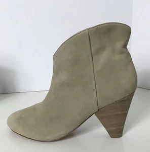 Matt Bernson Ankle Boots Womens Size 7 Tan Suede Stacked Wood Heel Leather VTG - Picture 1 of 11