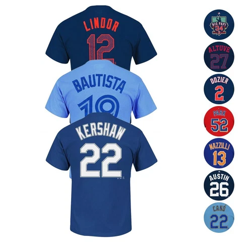 MLB Current & Retired Team Player Name & # Jersey T-Shirt Collection Men's Cover