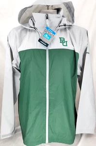 NEW Baylor Bears BU Green Columbia Hooded Waterproof Windbreaker Jacket Mens S - Picture 1 of 7
