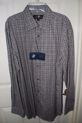 CAMISA DE HOMBRE HART SCHAFFNER MARX GRIS NEGRA A CUADROS BOTONES PLUMÓN MEDIANA NUEVA CON ETIQUETAS Foto 1 de 4
