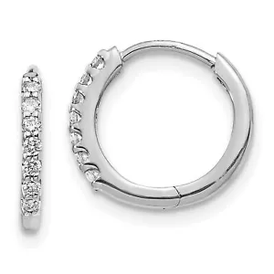 10k White Gold Diamond Hinged Hoop Earrings - Picture 1 of 6