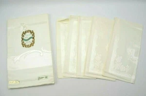NOS Damask Regal Rose Tablecloth & 5 Napkins Fine Combed Yarn Japan 52" x 70" - Bild 1 von 12