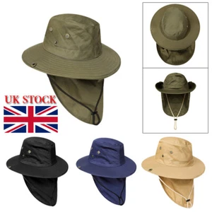 UPF 50+ Mens Sun Hat with Neck Flap Summer Fishing Beach Hat Safari Hat Outdoor - Picture 1 of 11