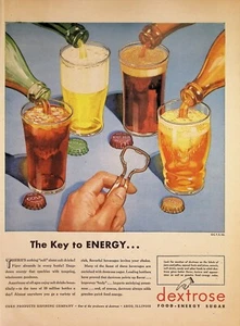 VINTAGE 1940s Print Ad ~ Dextrose Food-Energy Sugar ~ The Key to ENERGY... - Picture 1 of 1