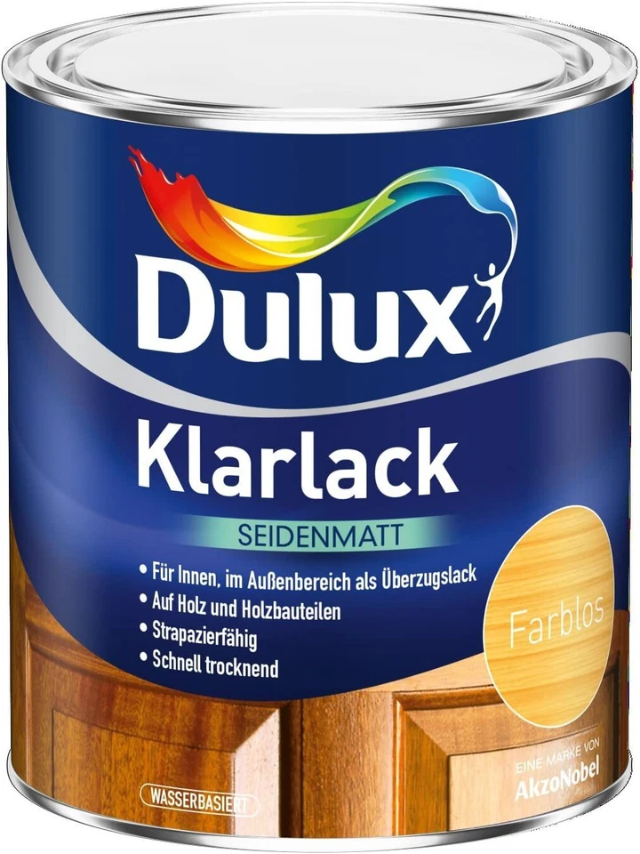 Dulux Klarlack Seidenmatt Farblos 375ml Holz Wasserfest für Innen- Außen Überzug - Bild 1 von 1