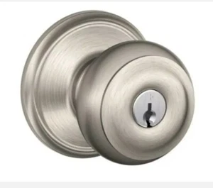 Schlage Georgian Keyed Storeroom Door Knob in Satin Nickel. F80 GEO 619 - Picture 1 of 5