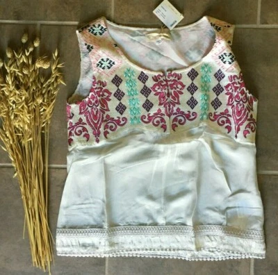 New Odd Molly Somine 100% Silk Lite Chalk Blouse Top  1, 2, 3, 4 (small - X-lg) - Image 1 of 4