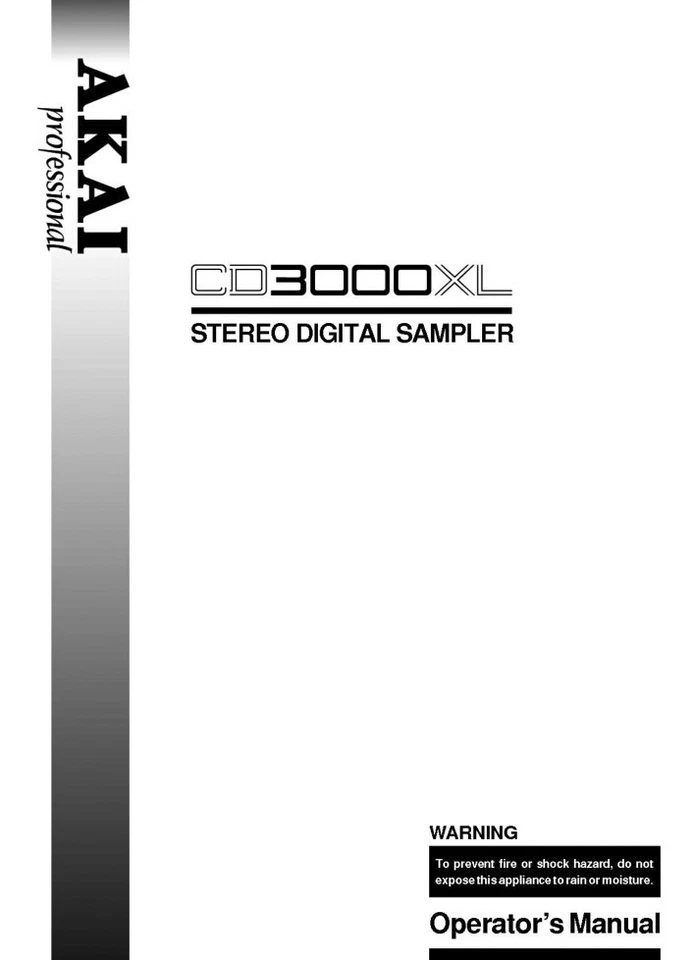 Akai CD3000XL Digital Sampler Owners Instruction Manual - Image 1 of 1