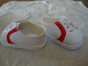 18" American Girl Doll TEAM AG WHITE SNEAKERS SHOES Red accents New - Picture 1 of 1