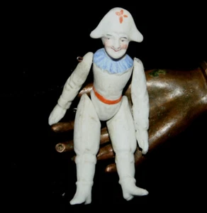 Antik alte Biskuitporzellan Puppe Clown Größe c.7,8 cm - Bild 1 von 2