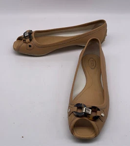 Ballerine Tod's donna nude/beige in pelle punta aperta taglia 10,5 - Foto 1 di 10
