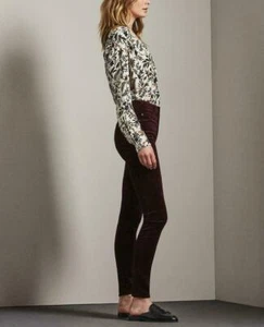 AG Farrah High Rise Skinny Velvet Jean Deep Currant Merlot Maroon - Size 24 R - Picture 1 of 8