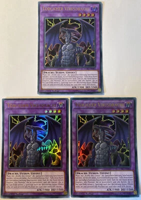 Yugioh 3x Tödlicher Virusdrache Deutsch | LCKC-DE064 Ultra Rare 1.Auflage | NM - Bild 1 von 2
