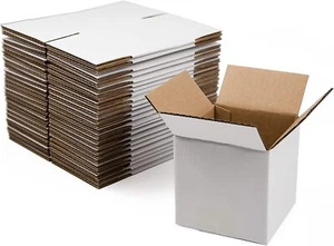 25 5x5x5 Cardboard White Boxes Mailing Packing Shipping Box Corrugated Carton - Picture 1 of 4