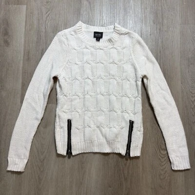 Nicole Miller Cable Knit Fisherman Sweater Size S Cream Cottagecore Coastal - Image 1 of 4