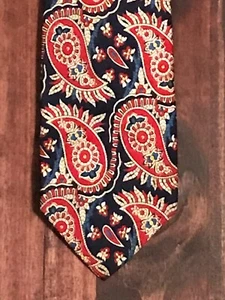 vtg * POLO RALPH LAUREN * Blue/ Red Paisley Print Handmade Silk Tie USA - Picture 1 of 9
