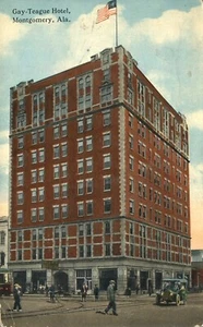 Postal Gay Teague Hotel Street View Montgomery Alabama 1917 - Imagen 1 de 2