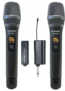 MUSYSIC Sistema Microfonico Wireless Portatile UHF Professionale 2 Canali MU-H2UHF - Foto 1 di 7