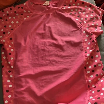 Child Xhilaration 14/16 Pink/Salmon Polka Dot Water Shirt-worn Only A Few X’s - Image 1 of 4