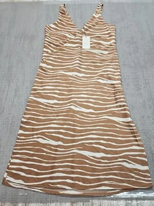 A New Day Women's Slip Dress Small Brown Zebra Striped - Picture 1 of 12