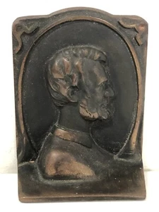 ONE Vintage Abraham Lincoln Cast Iron Antique Heavy Bookend 5.25” Copper Costed - Picture 1 of 10