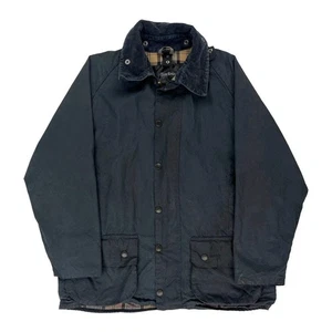 Beaufort Barbour Checked Wax Jacket - No Size Navy Cotton - Picture 1 of 8