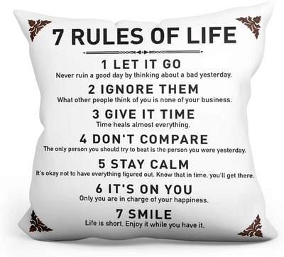 Fundas de almohada rústicas citas inspiradoras - 7 reglas de vida funda de almohada cojín  Foto 1 de 4