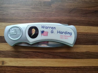 Pocket knife Presidents folding blade vtg US flag history Warren G. Harding 29th - Image 1 of 2