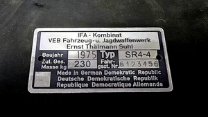 Typenschild Simson SR4 SR4-2/1 SR4-3 SR4-4 IFA VEB, graviert beschriftet - Picture 1 of 4