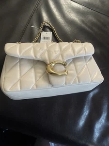 Neu mit Etikett Coach Tabby 26 gesteppte Schultertasche Leder cremefarben/gold Kette Einzelhandel 550 $ - Bild 1 von 5