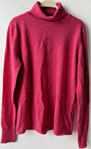 Maliparmi Pullover Gr. M Punch Rosa Wolle/Kaschmir/Gold Lurex Rollkragen Lang Slv - Bild 1 von 6