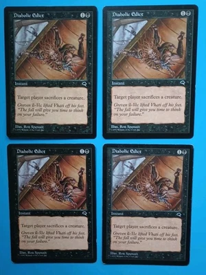 Magic the Gathering MTG Tempest DIABOLICAL EDICT  X 4 ( 2 LP/EX & 2 MP)  C 1997! - Image 1 of 3