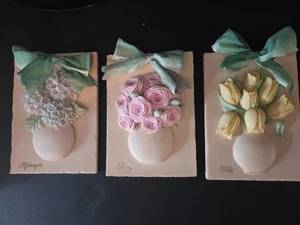 Mud Pie Wandtafeln Hortensie Pfingstrose Tulpe 3er Set Wandtafeln 1999 - Bild 1 von 10