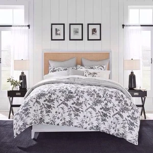 Laura Ashley Amberley 7 Piece Black And White Full/Queen Comforter Set Open Box - Picture 1 of 3