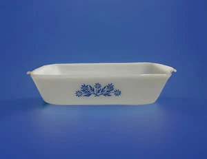 Vintage Anchor Hocking blaue Kornblume 1qt Griff Backen Hackbraten, Brotform Schale - Bild 1 von 7