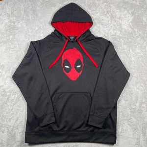 Marvel Deadpool Face Graphic Hoodie Black Red Men's XL Pullover - Picture 1 of 6