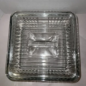 Anchor Hocking Retro Acanalado 9" *Tapa de Problema Menor Cuadrada Plato de Refrigerador con Tapa - Imagen 1 de 15