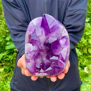3.4LB Natural Amethyst geode heart shap quartz cluster crystal specimen Healing - Picture 1 of 15