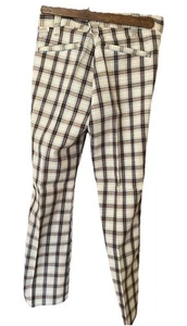 Vintage 70s Mens 26 1/2”X 28” Flare Leg Pants Checkered Plaid USA - Picture 1 of 3