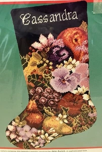 1991 Dimensions Fruit Tapestry Needlepoint Christmas Stocking Kit 9073 16" - Picture 1 of 4