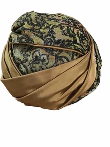 vntg. Schwarz und Gold Turban Stil Hut Pierre Rynaud Exklusiv Sakowitz Salon - Bild 1 von 4