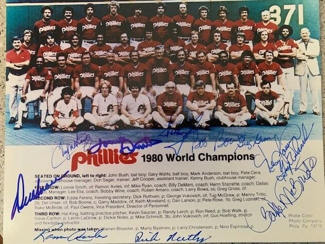 1980 PHILADELPHIA PHILLIES 11 AUTOGRAPHED SIGNED WORLD SERIES 8X10 W/TUG MCGRAW - Image 1 of 1