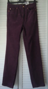 M&S Purple Corduroy Straight Leg Jeans Size 8 Stretch High Rise - Picture 1 of 7