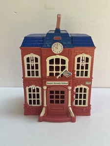 Vtg 2002 Mattel Fisher Price Sweet Streets Red School Doll House Loving Family - Picture 1 of 14