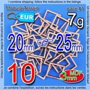 10x Adapter 20mm To 25mm Square Base 3mm MDF Warhammer 40K AOS The Old World - Imagen 1 de 9