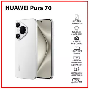 NEW Huawei Pura 70 WHITE 12GB+256GB Dual SIM Unlocked Android Cell Phone - Picture 1 of 6