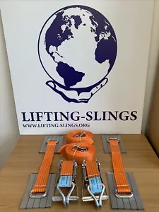 2x Orange Car Trailer Transporter Recovery Straps Truck Heavy Duty Alloy Wheel - Picture 1 of 2