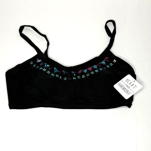 Heart and Harmony Schwarz Pailletten Übergröße Sommer Strand Bralette Bikini Oberteil NEU! - Bild 1 von 10