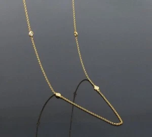 Collana catena unica in oro giallo 14 carati con diamanti da cortile - Foto 1 di 12